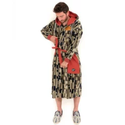 All-In Peignoir De Bain Jacquard Homme Beige Argile Waffle -Duotone Vente peignoir de bain jacquard homme beige argile waffle 3